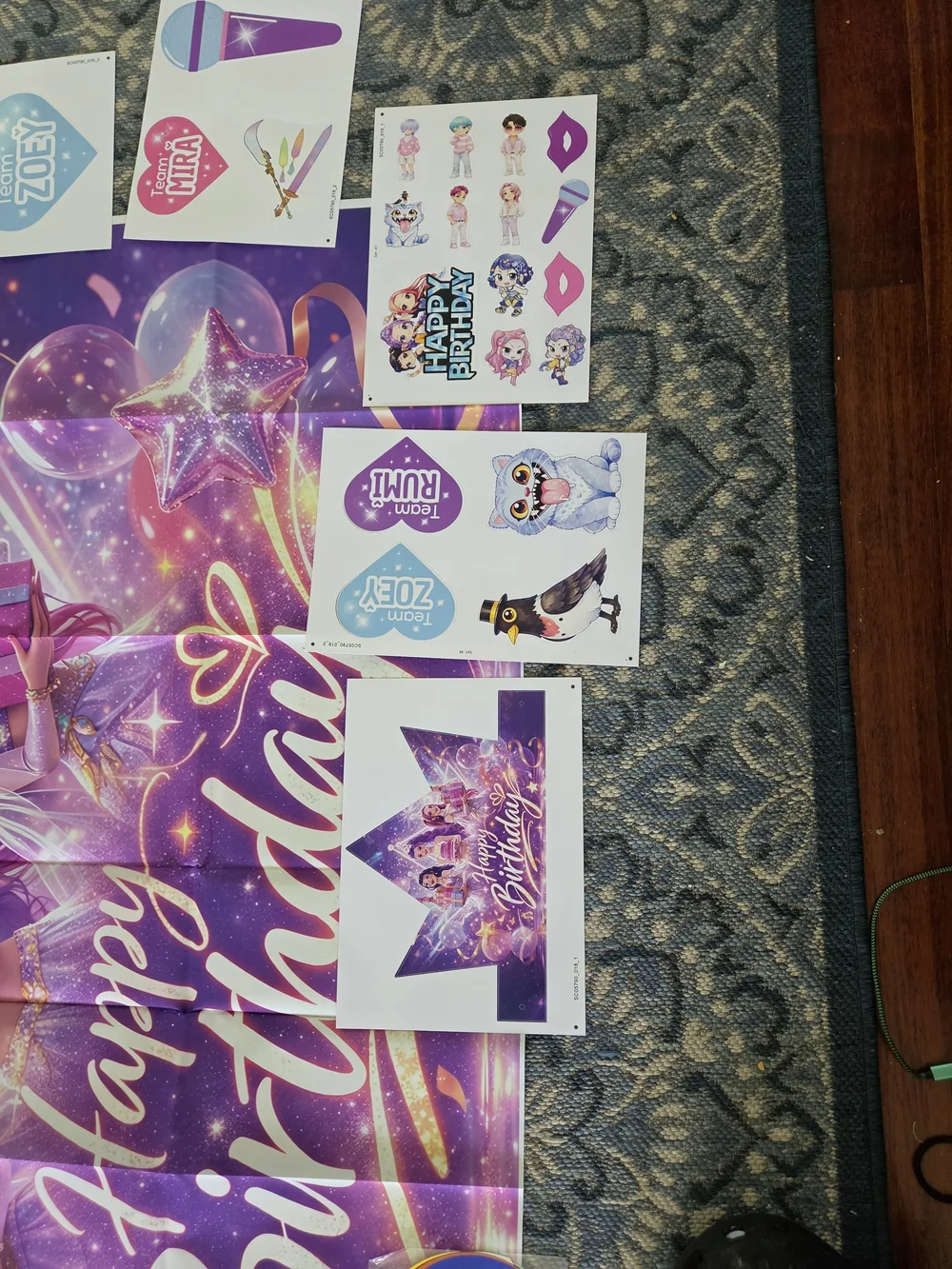 Kpop Demon Hunters Birthday Party Backdrop Banner - Purple Fantasy Design
